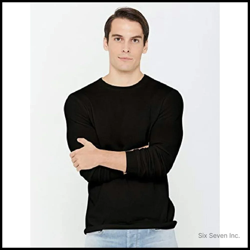 Men's Cashmere Crewneck Sweater Classic Tailored Fit Luxurious Essential